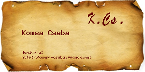 Komsa Csaba névjegykártya